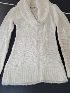 Guess Cream Cable Knit Cowl Neck Sweater